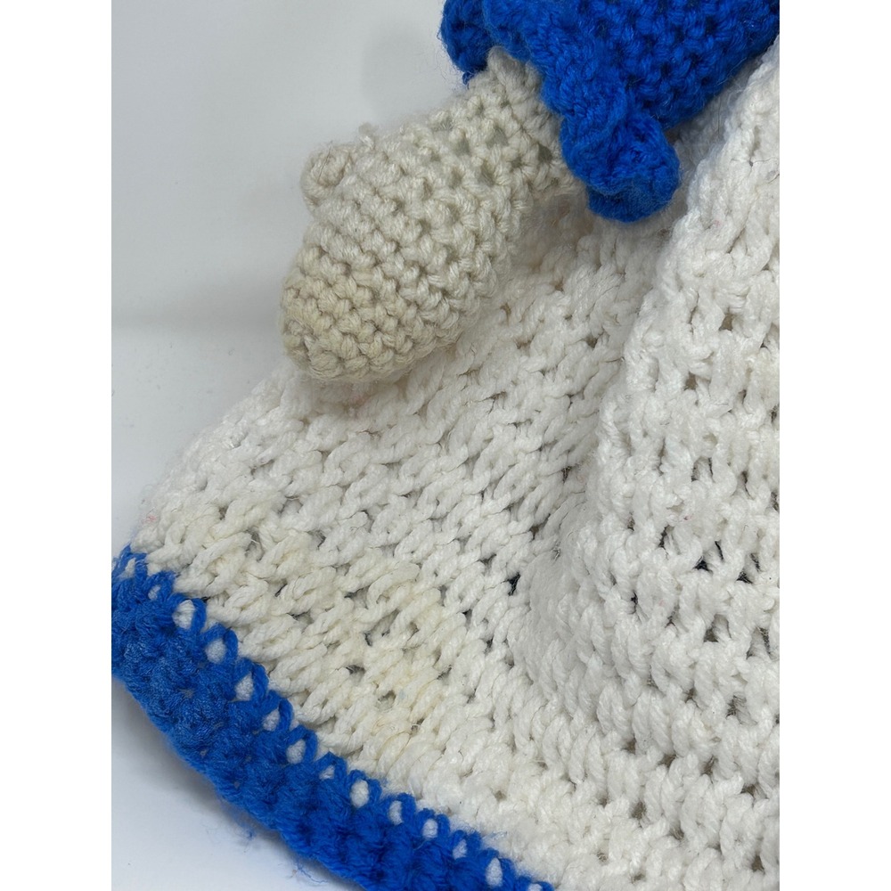 Handmade Crochet Raggedy Ann Doll Red Yarn Hair Blue Dress White Apron 24 inch - Picture 4 of 9